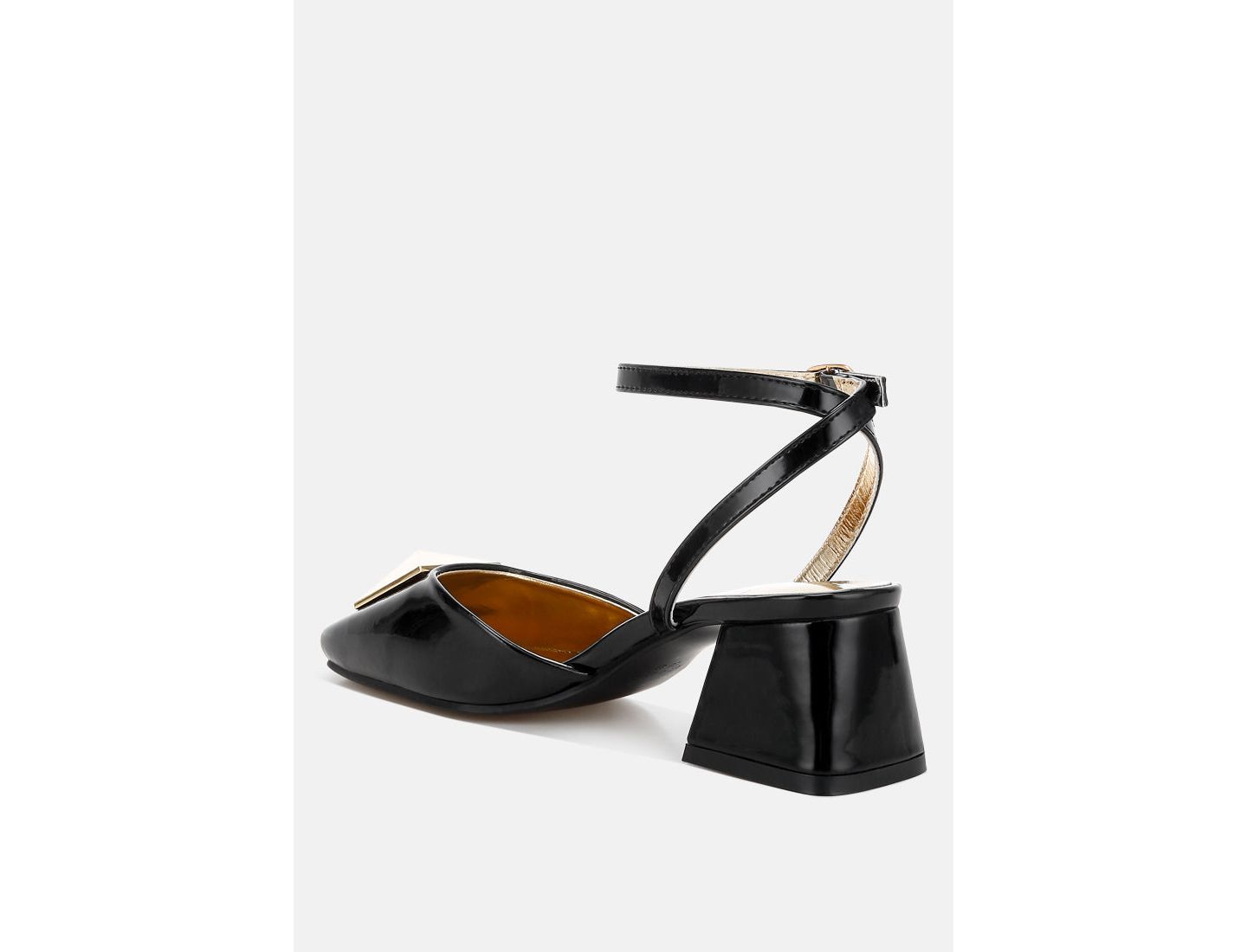 Женские сандалии London Rag Griselda Brooch Detail Ankle Strap, цвет: Чёрный лаковый — фото 3