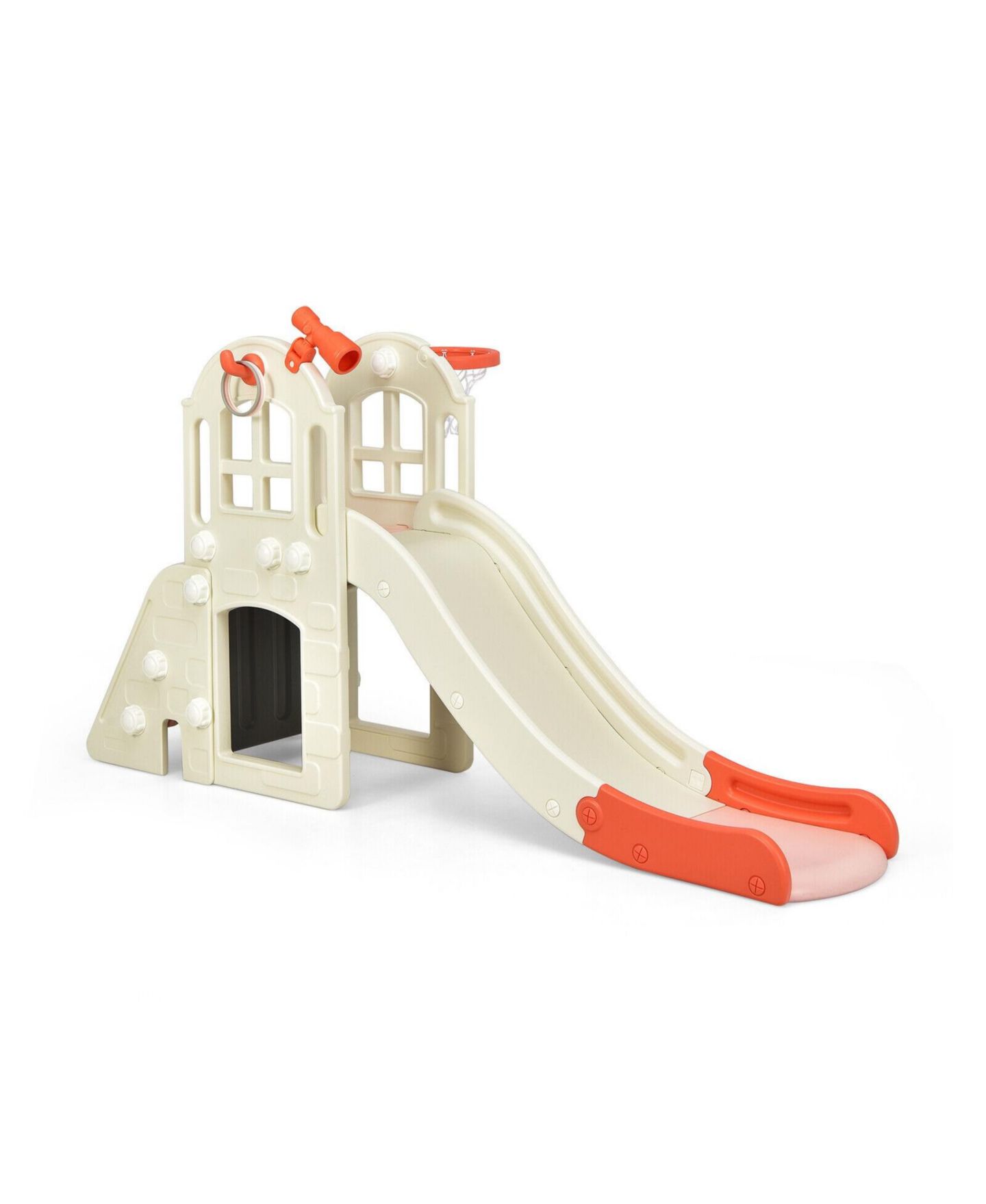 Детский игровой набор SKONYON 6-in-1 Toddler Climber Slide Playset, 75"L x 33"W x 39"H, Ages 3+, цвет: Розовый — фото 3