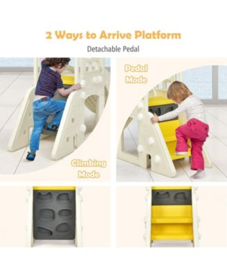 6-in-1 Toddler Climber Slide Playset with Basketball Hoop