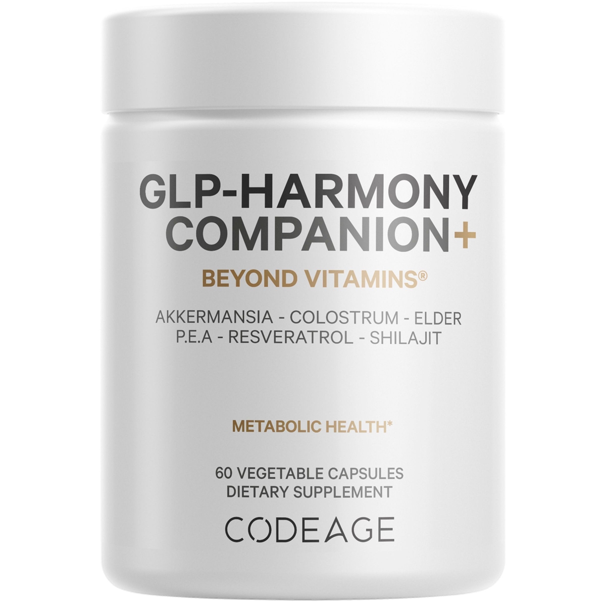 Glp-Harmony Companion+ Supplement - Glp-1 Agonist Support - Lion's Mane, Pea, Colostrum, Shilajit, Akkermansia, Elder, Citrus Bioflavonoids, B