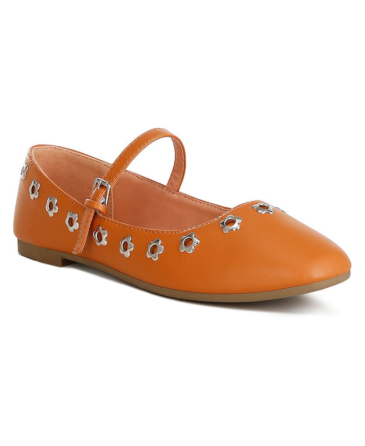 Женские балетки London Rag Tanzer Floral Eyelet Strapped Ballerinas, цвет: Бежевый / Хаки — фото 3