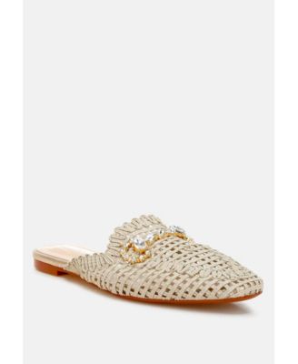 Womens Roboma Metallic Woven Diamante Mules