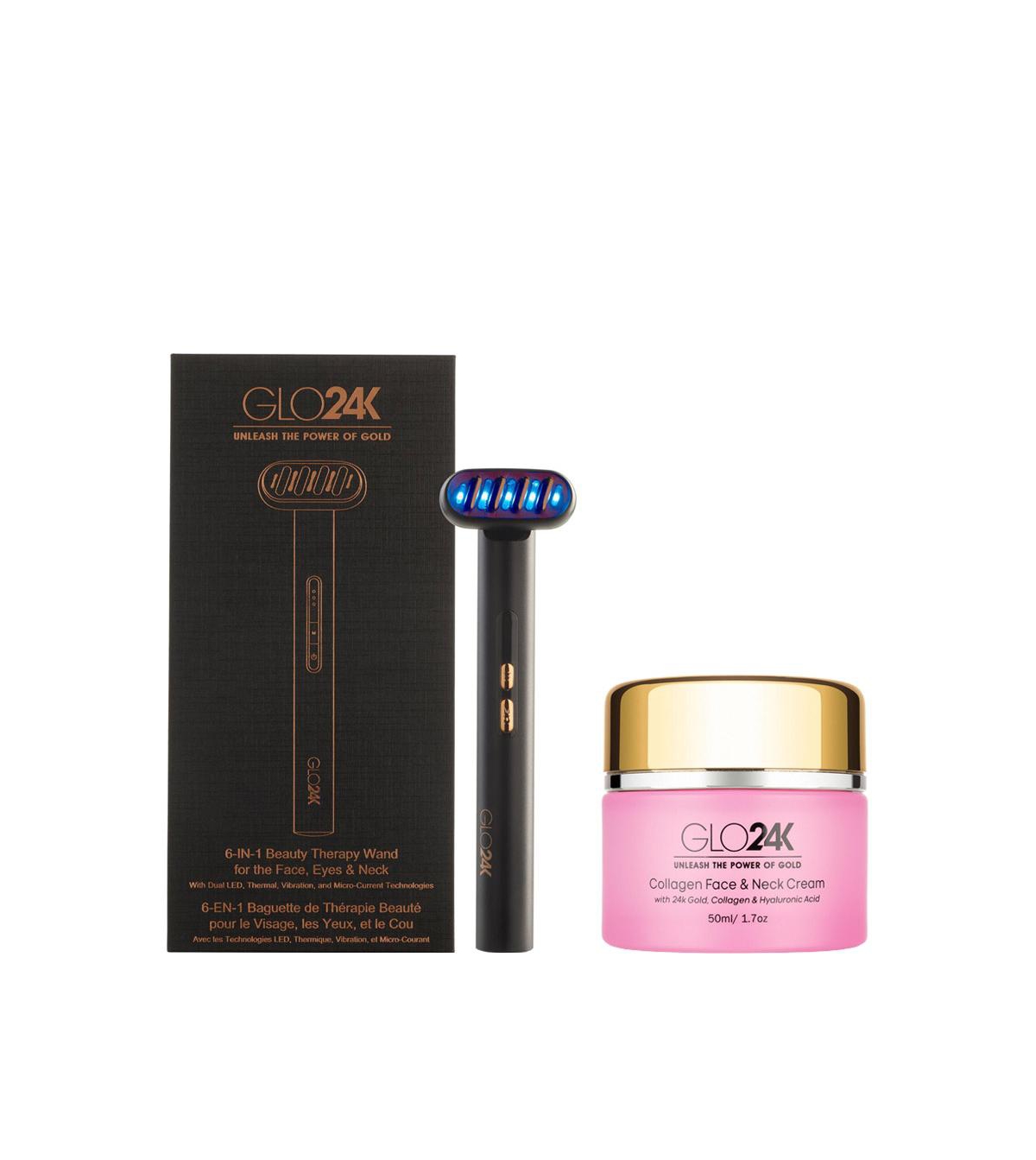 6-in-1 Beauty Therapy Wand for the Face, Eyes & Neck and 24K Collagen Cream