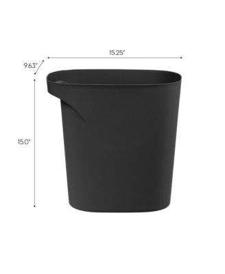 6 Gallon / 24 Quart Plastic Wastebasket Trash Cans for Home, Office, Bedroom, Bathroom, Made with Recycled Materials, Black, 2-Pack