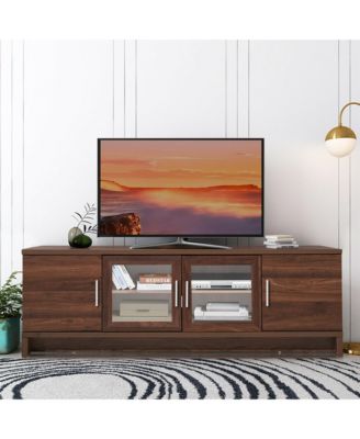 TV Stand Media Entertainment Center for TV's up to 70'' w/ Storage Cabinet Walnut