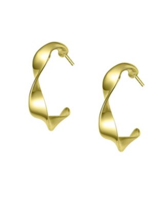 Classy Sterling Silver White Gold Twisted Hoop Earrings