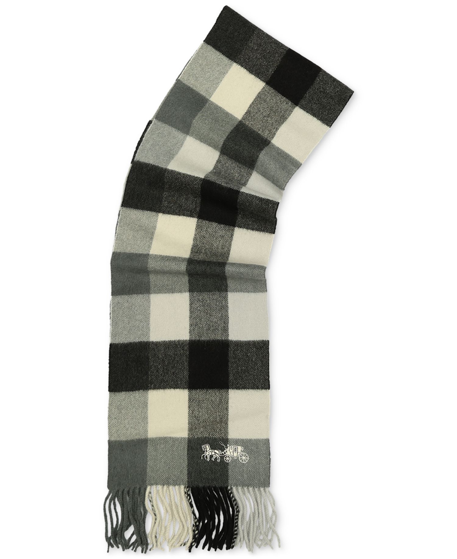 Women's Wool Checkered Fringe-Trim Scarf