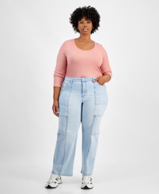 Celebrity Pink - Trendy Plus Mid-Rise Wide-Leg Cargo Jeans