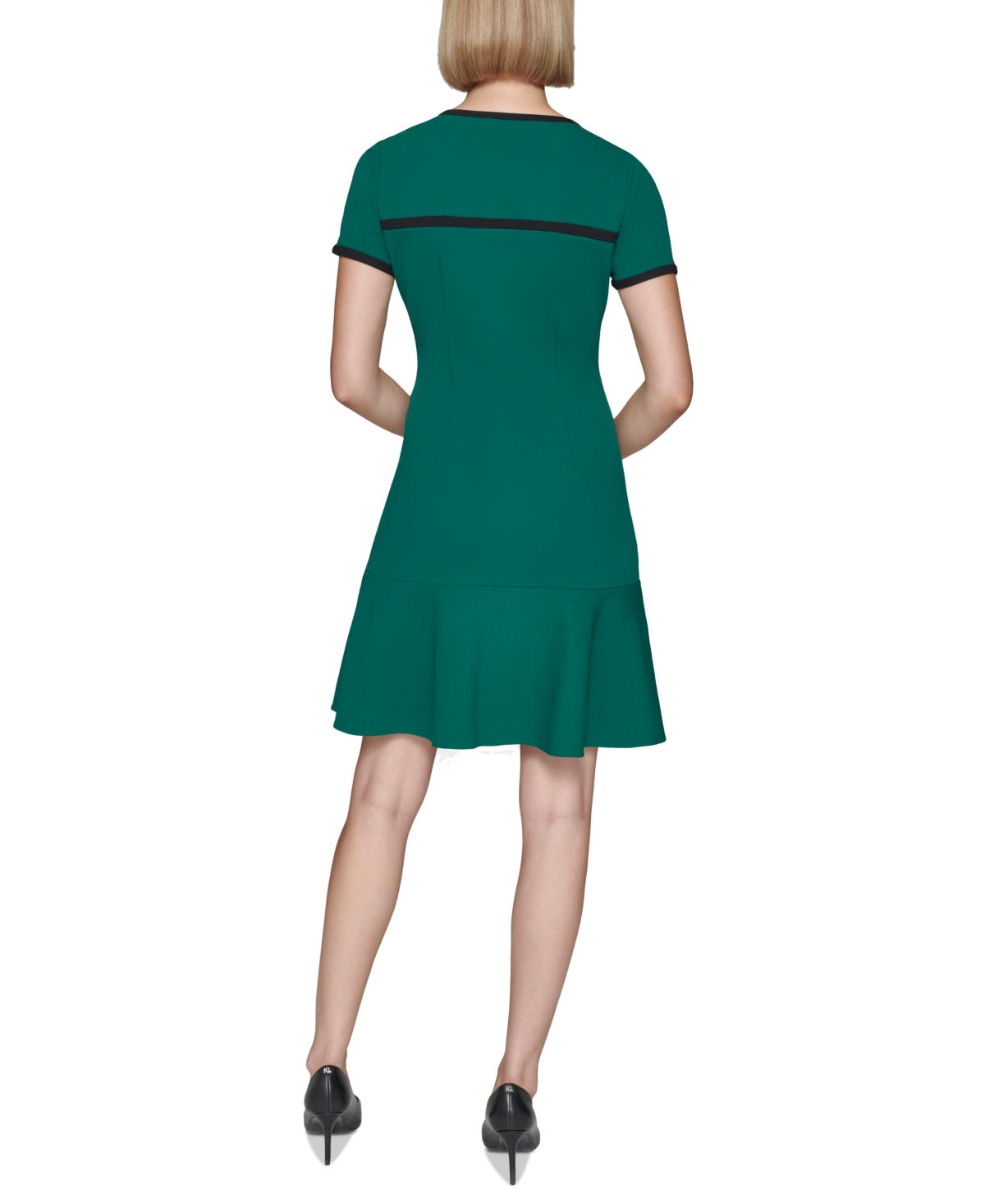 Karl Lagerfeld Paris Women's Scuba Crepe Piping-Trim Dress -b