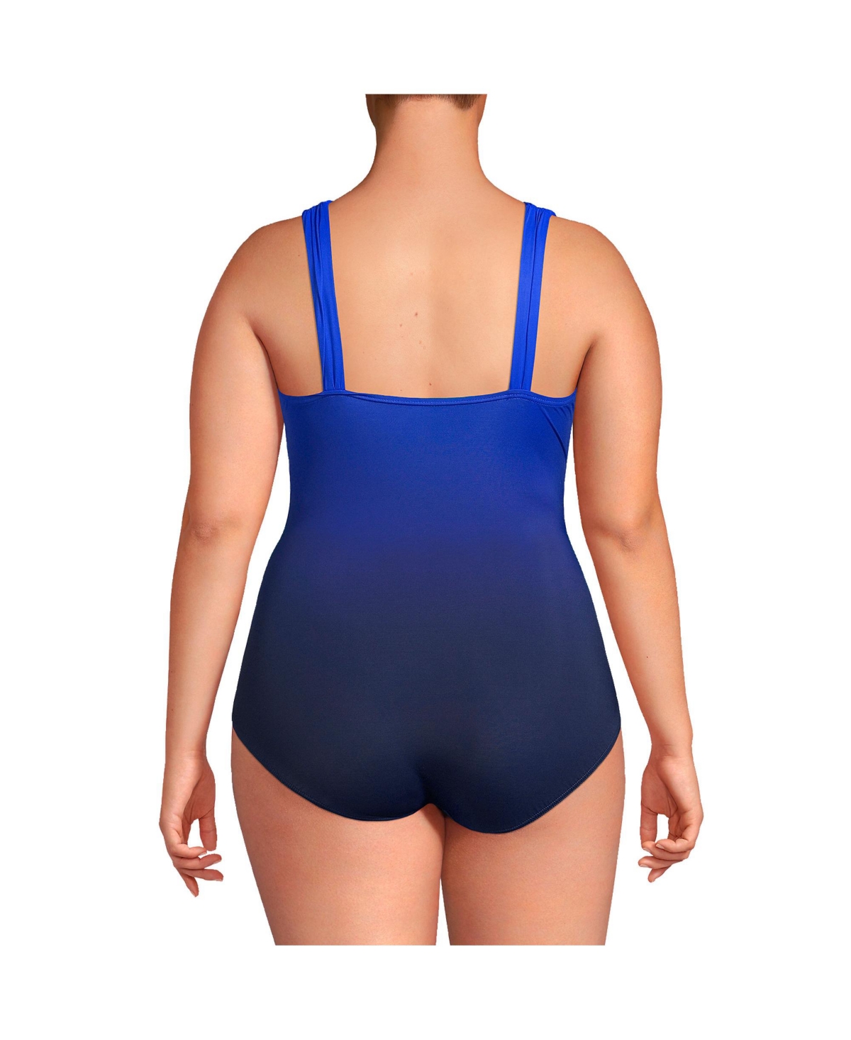 Lands' End Plus Size Slender Suit Grecian One Piece Swimsuit -navy ombre