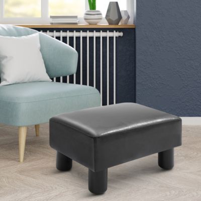 Modern Small Ottoman Footrest PU Leather Footstool Recgular Seat Stool