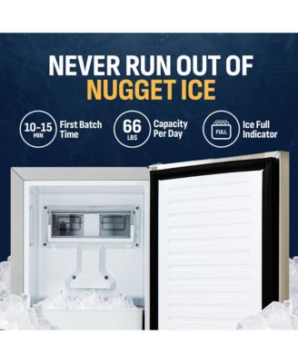15” Undercounter Nugget Ice Maker, Pebble Ice Maker Producing 66 lbs. Daily, Built-in or Freestanding in Stainless Steel, Sonic Ice Makers for Home, Bar, Restaurant