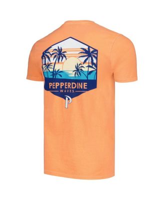 Men's Orange Pepperdine Waves Landscape Shield T-Shirt
