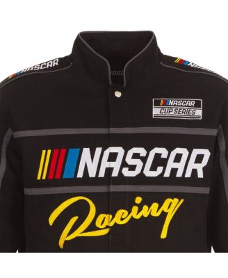 NASCAR ドライバーズジャケット Mサイズ 黒 JH Design Men's Black NASCAR Twill Driver Uniform Full-Snap Jacket