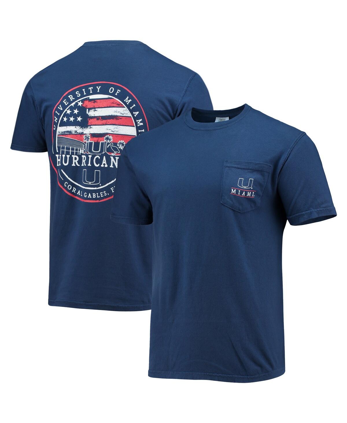Image One Men's Navy Miami Hurricanes Campus Americana T-shirt In Navy