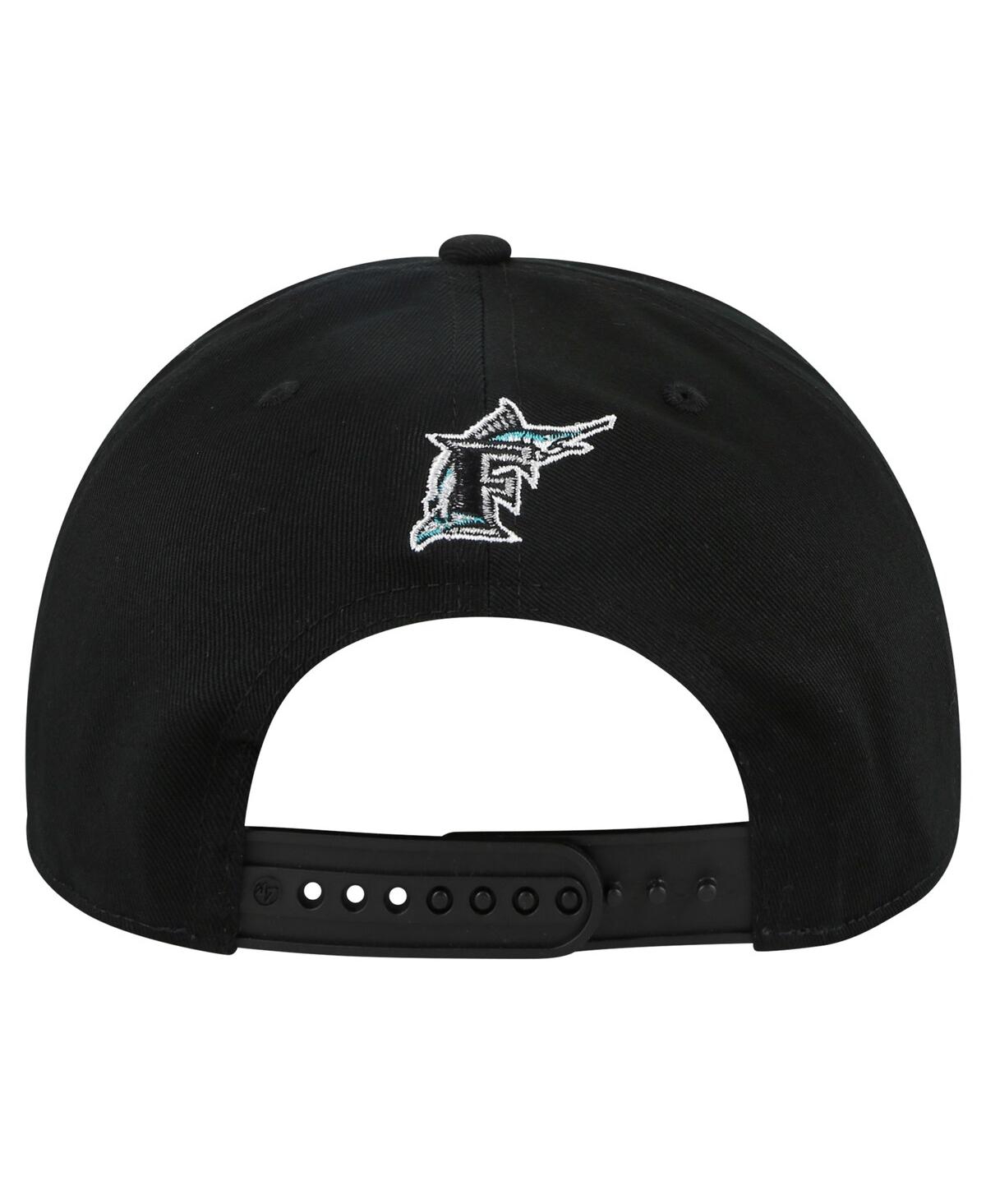 '47 Brand Men'sFlorida Marlins CooperstownCollection Premier Hitch Adjustable Hat - Black