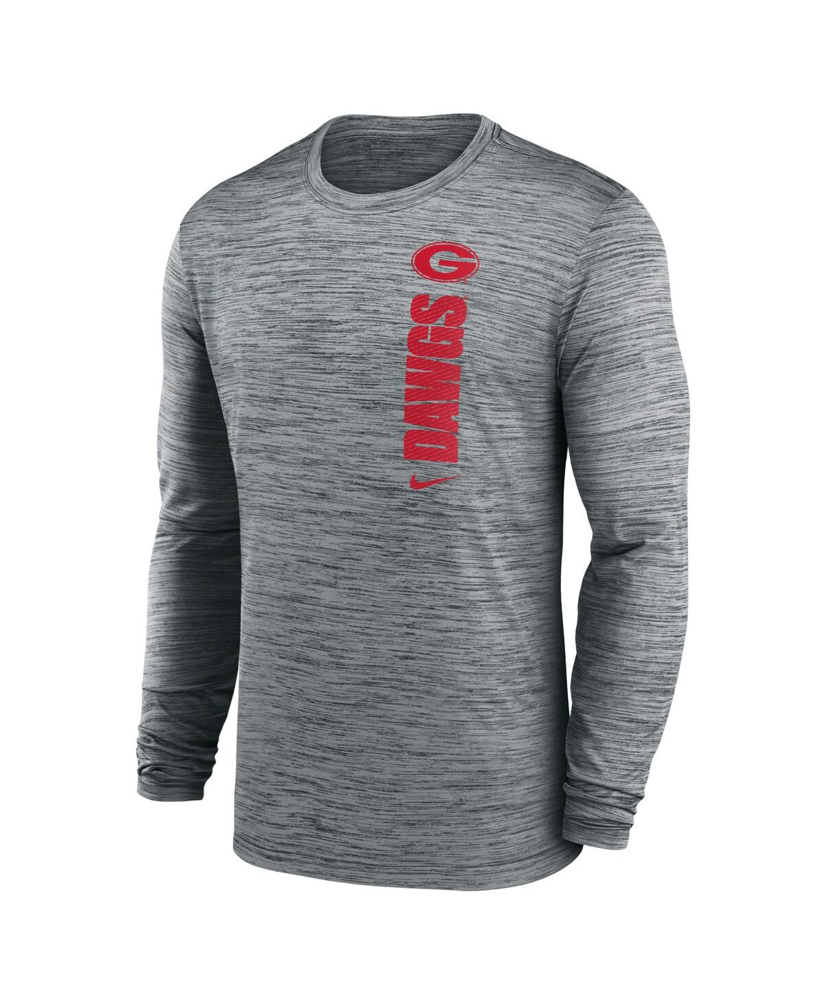 Nike Men'sGeorgia Bulldogs 2024 Sideline Velocity Performance Long Sleeve T-Shirt - Heather Gray
