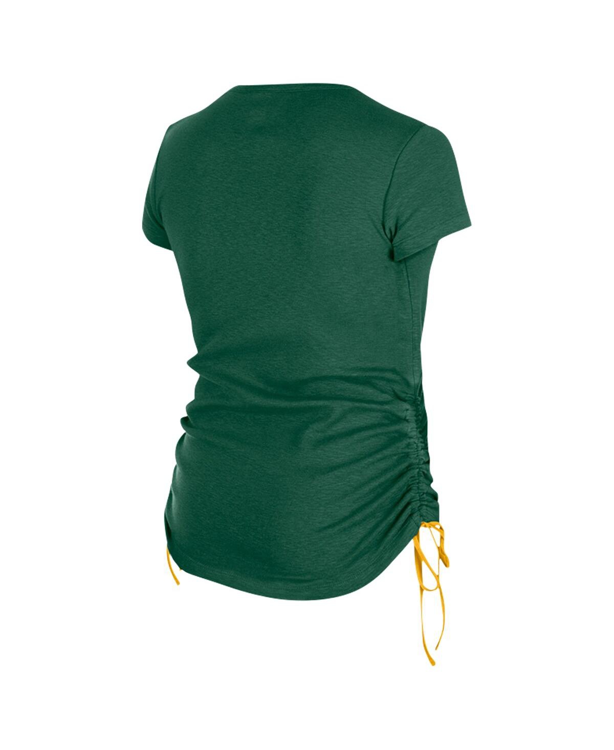 NEW ERA WOMEN'S GREEN GREEN BAY PACKERS RUCHED SIDE T-SHIRT 