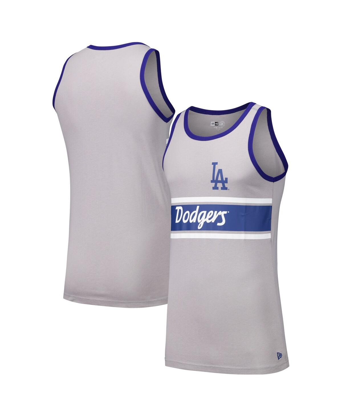 NEW ERA MEN'S GRAY LOS ANGELES DODGERS JERSEY RINGER TANK TOP 