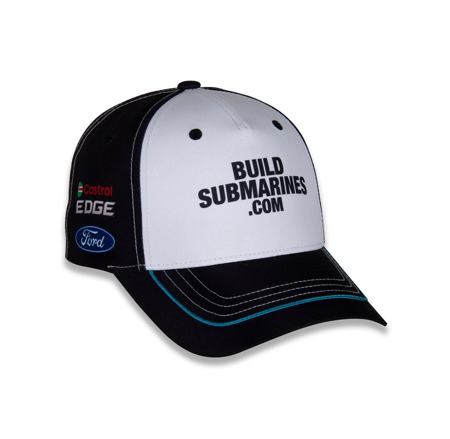 Men's White/Black Brad Keselowski BuildSubmarines.com Uniform Adjustable Hat