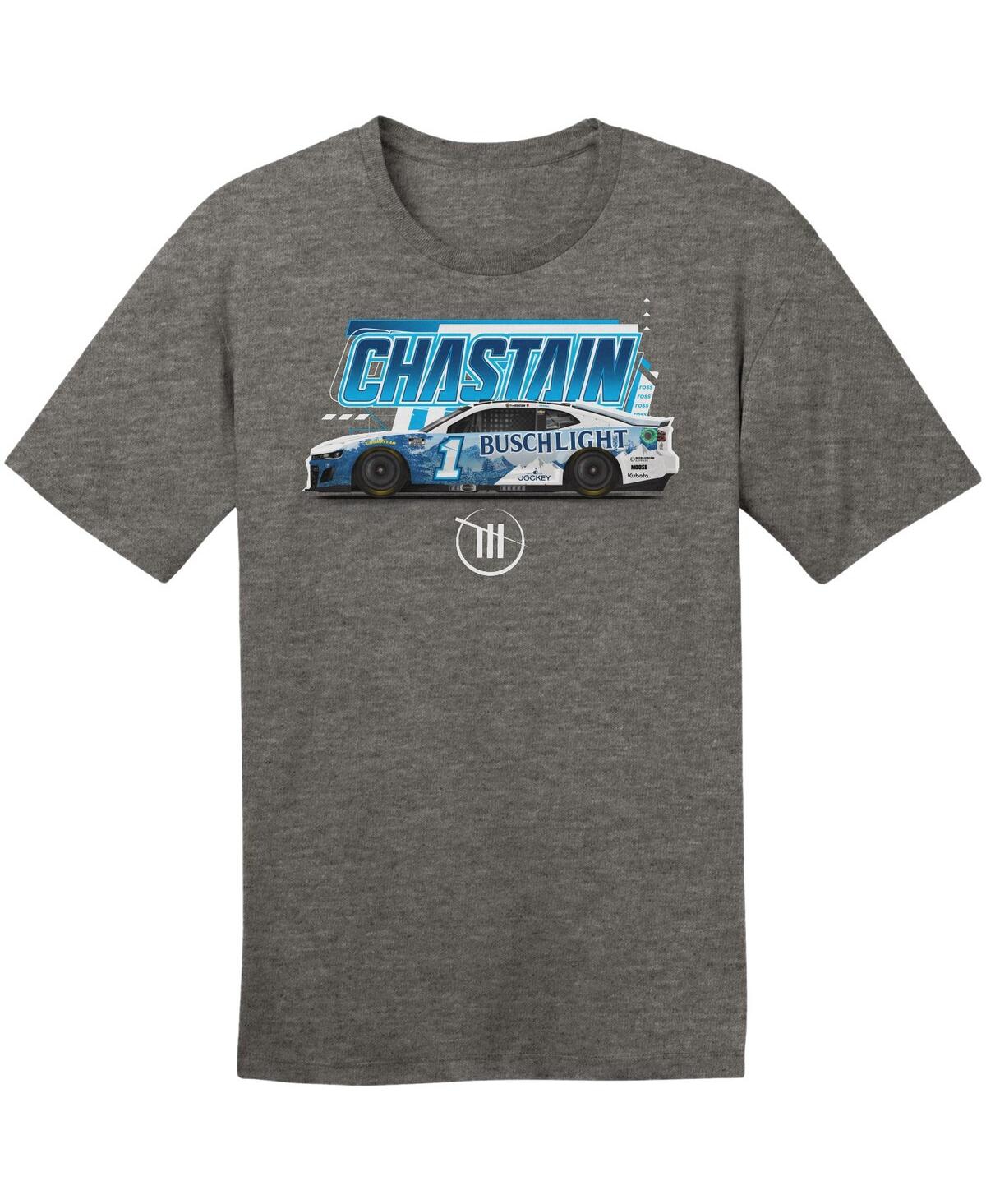 Trackhouse Racing Team Collection Men'sRoss Chastain Busch Light Car T-Shirt - Heather Charcoal