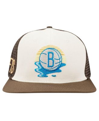 Men's Cream/Brown Brooklyn Nets Glint Sunset Snapback Hat