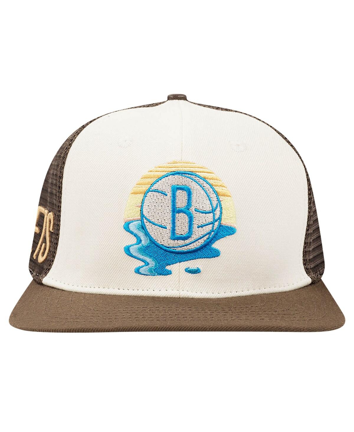 Shop Pro Standard Men's Cream/brown Brooklyn Nets Glint Sunset Snapback Hat In Cream,brown