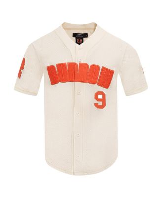 Men's Joe Burrow Cream Cincinnati Bengals Name Number Triple Tonal Button-Up Baseball Jersey