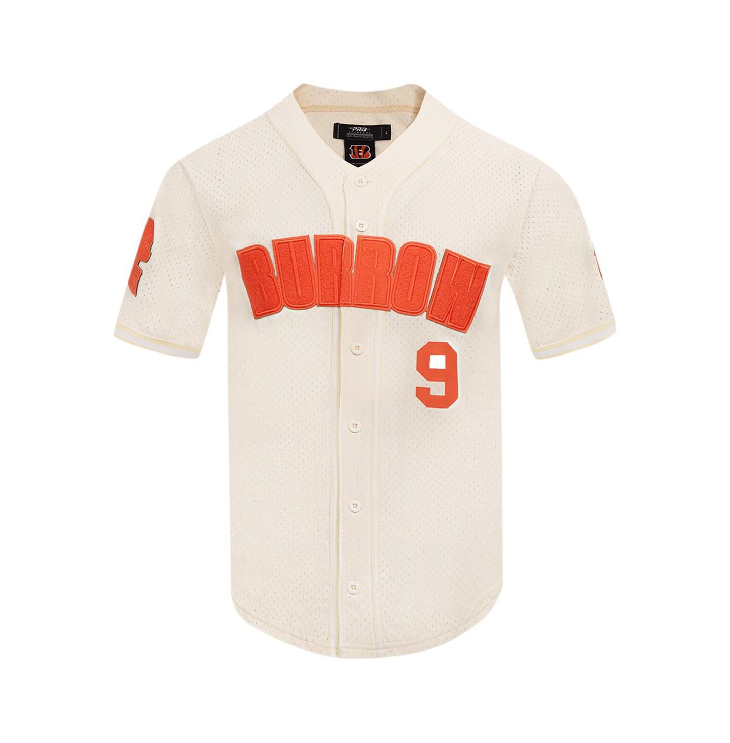Мужской топ Pro Standard Joe Burrow Cream Cincinnati Bengals Name & Number Triple Tonal Button-Up Baseball Jersey — фото 3