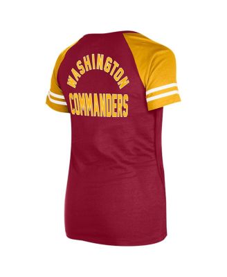Women's Burgundy Washington Commanders Lace-Up Raglan T-Shirt