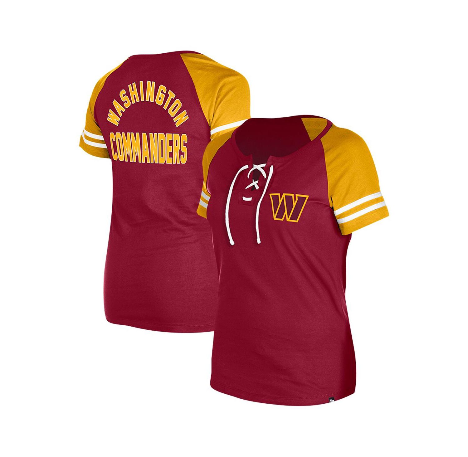 Women's Burgundy Washington Commanders Lace-Up Raglan T-Shirt