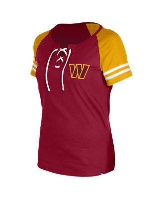 Women's Burgundy Washington Commanders Lace-Up Raglan T-Shirt