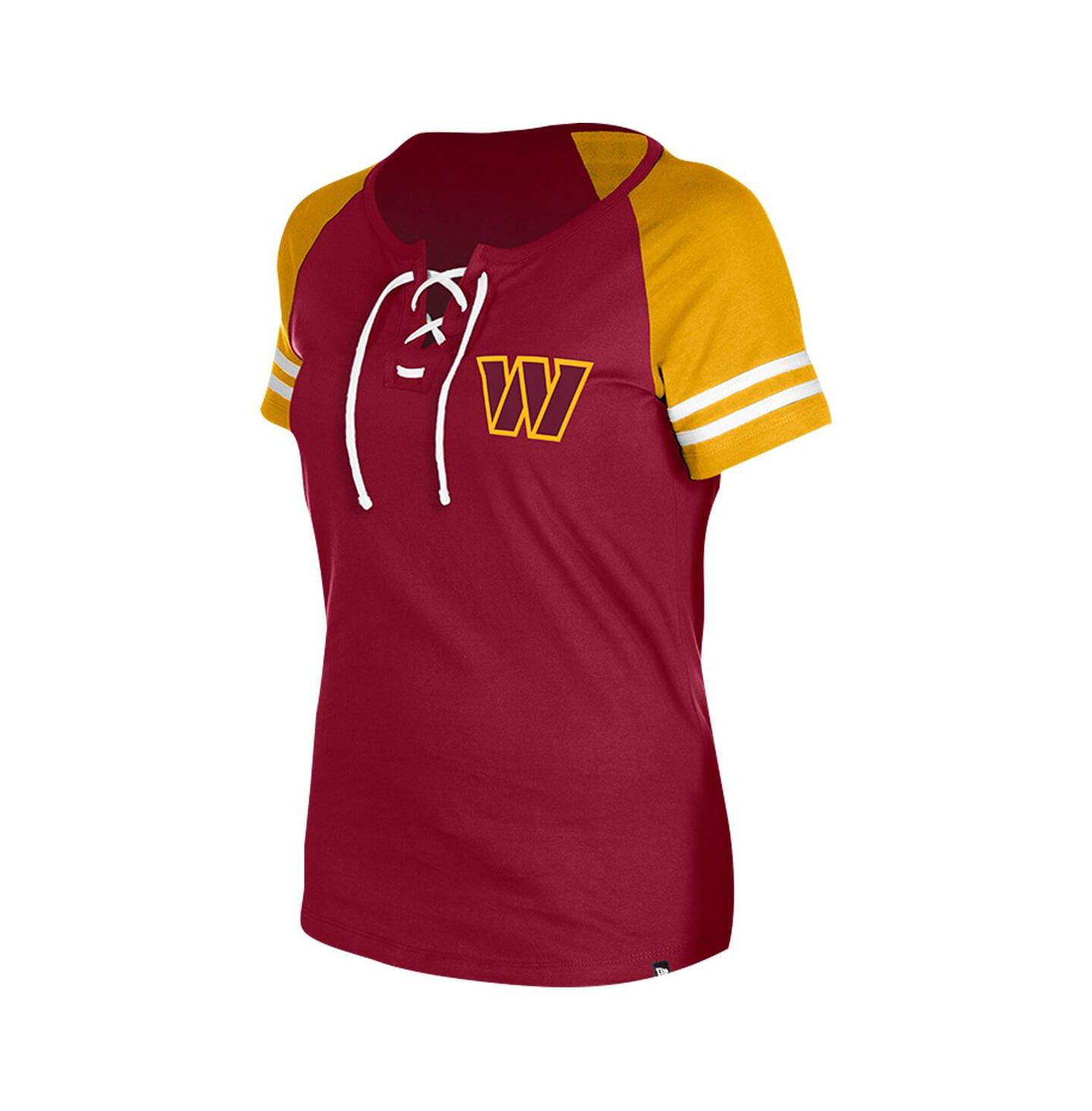 Женская футболка New Era Burgundy Washington Commanders Lace-Up Raglan — фото 3
