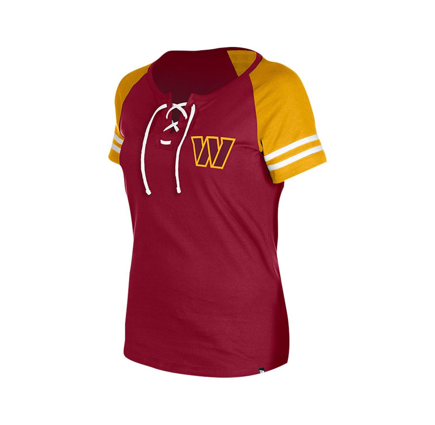 Women's Burgundy Washington Commanders Lace-Up Raglan T-Shirt