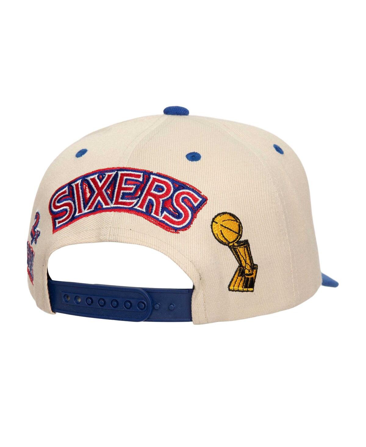 Mitchell & Ness Men's Cream/Royal Philadelphia 76ers 2x Nba