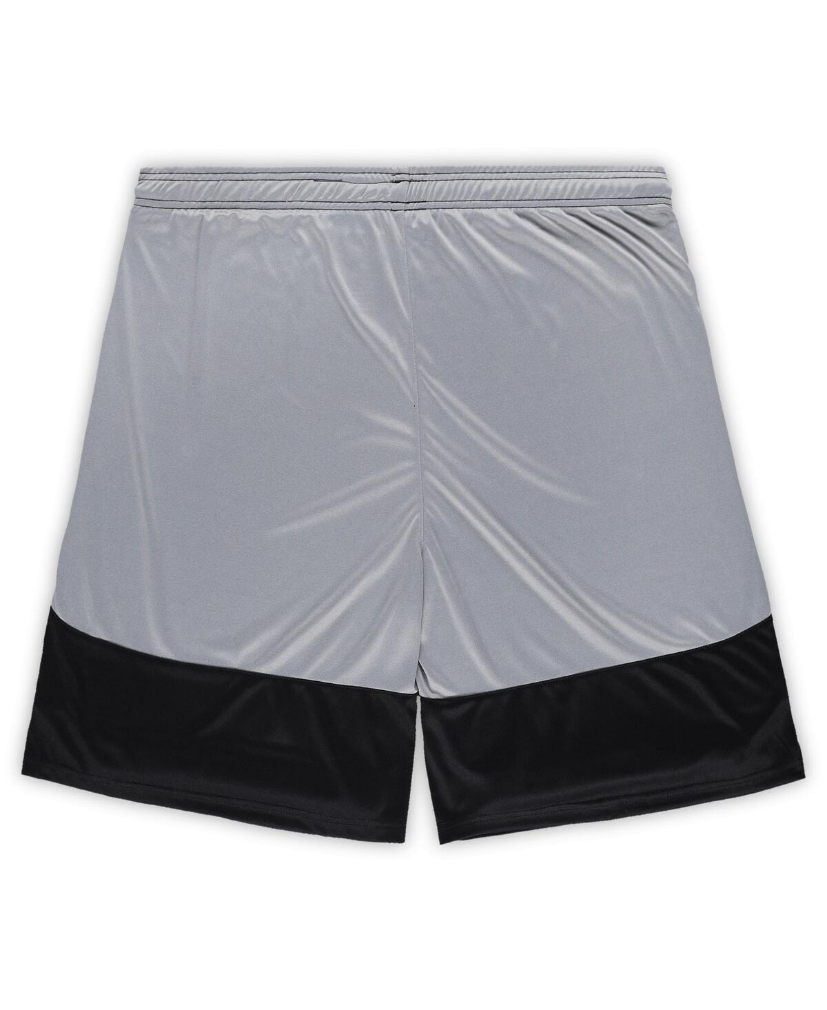 Fanatics Men's Black Las Vegas Raiders Big Tall Team Logo Shorts In Black,silver