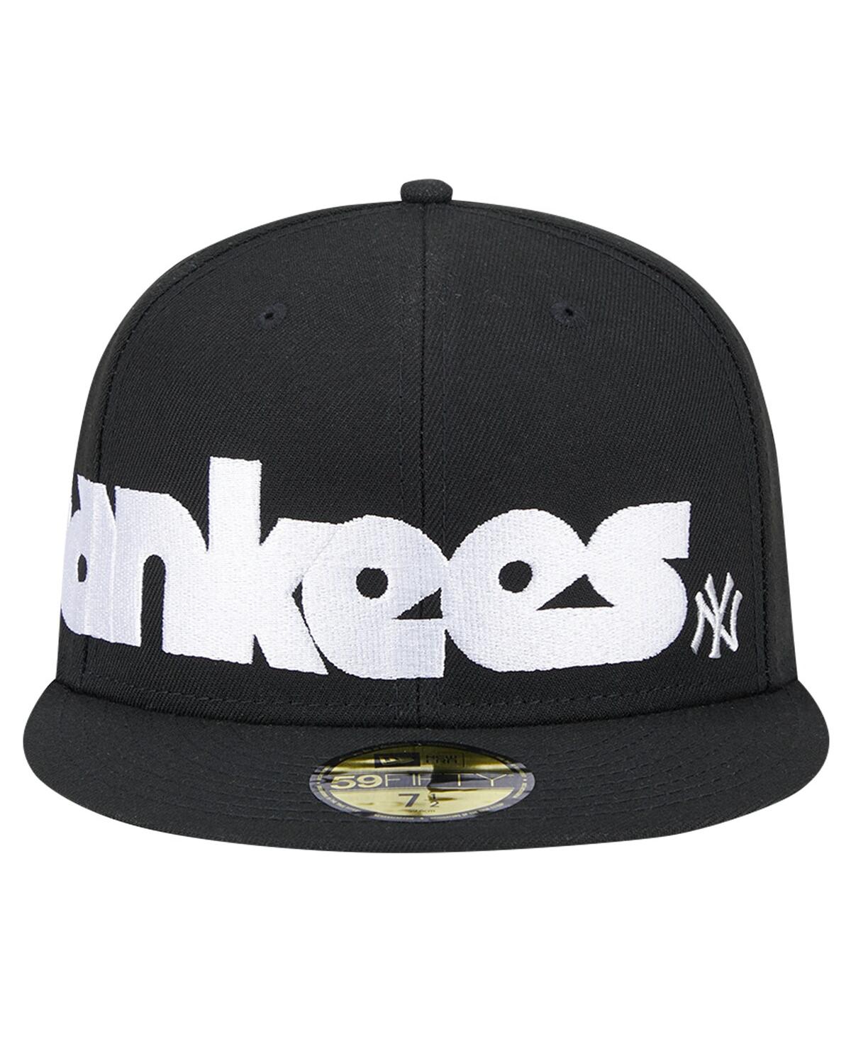 Shop New Era Men's Black New York Yankees Checkered Undervisor 59fifty Fitted Hat