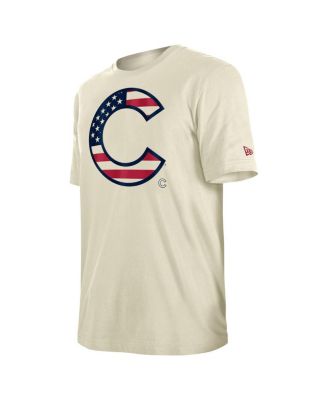 Men's Cream Chicago Cubs 4th of July Flag Fill T-Shirt
