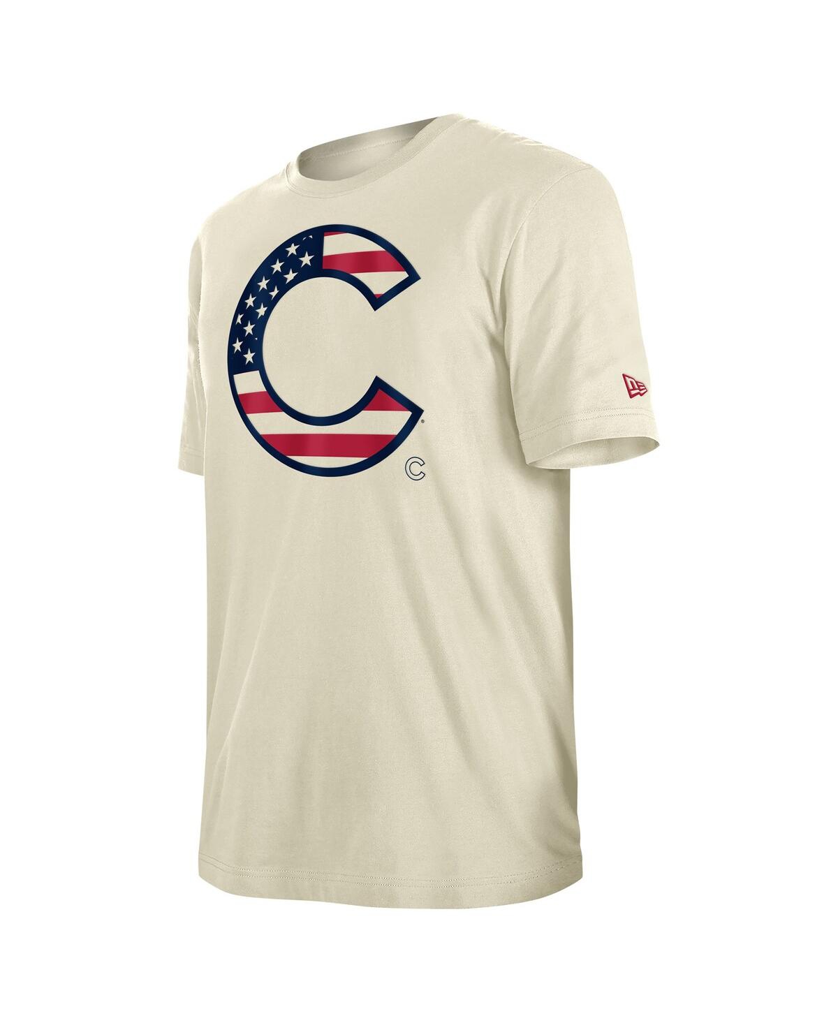 New Era Men'sChicago Cubs 4th of July Flag Fill T-Shirt - Cream