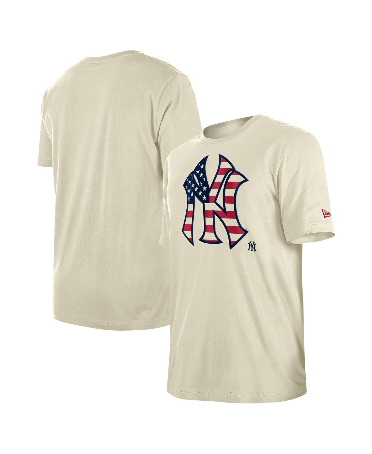 NEW ERA MEN'S CREAM NEW YORK YANKEES 4TH OF JULY FLAG FILL T-SHIRT 
