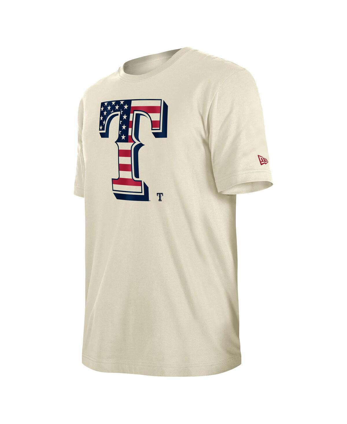 New Era Men'sTexas Rangers 4th of July Flag Fill T-Shirt - Cream