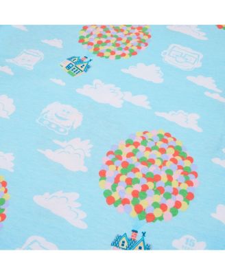 Men's and Women's Light Blue Up 15th Anniversary Balloon House Allover Print T-Shirt