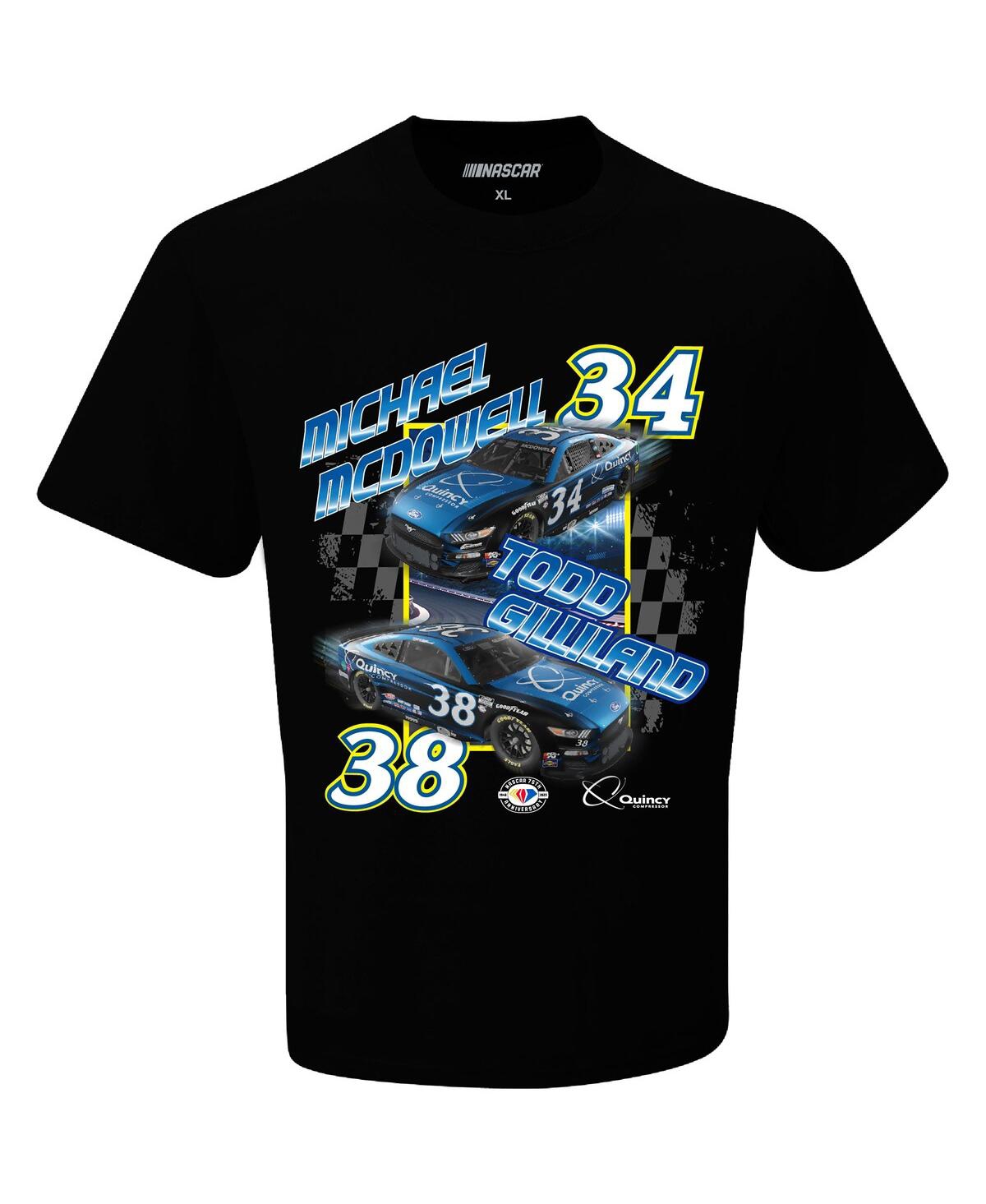 Checkered Flag Sports Men's Black Todd Gilliland Michael Mcdowell Quincy Compressor T-shirt In Black
