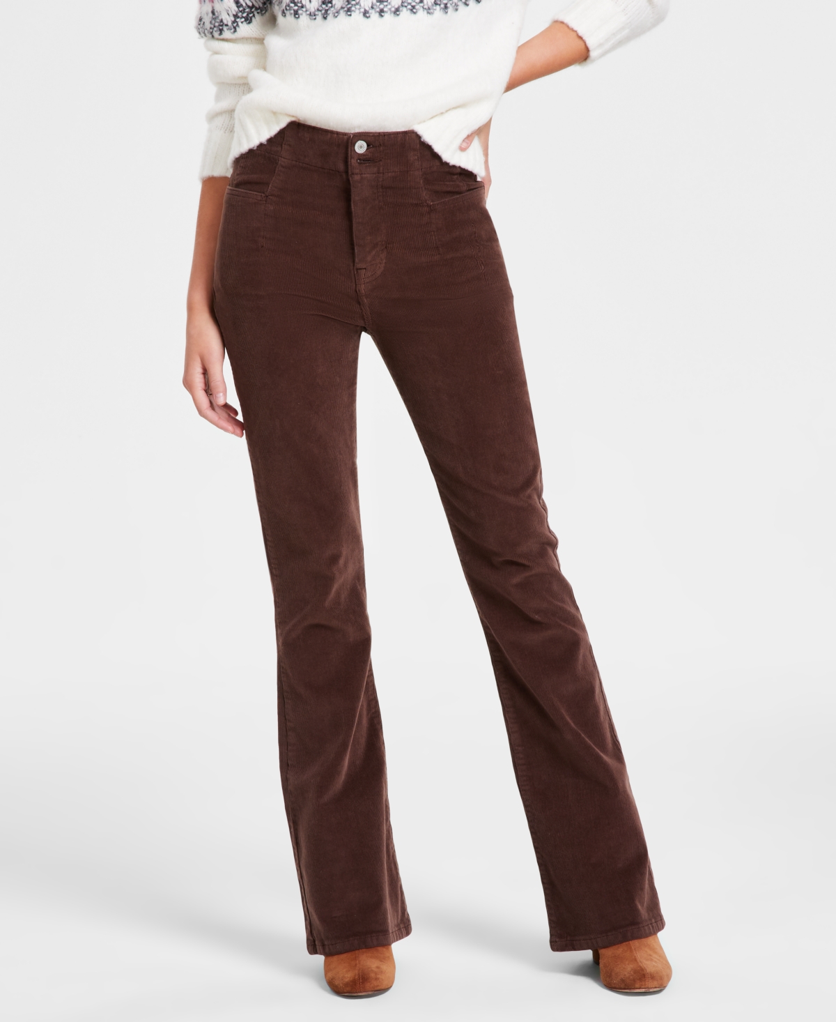 Lucky Brand Stevie Seamed High Waist Corduroy Flare Pants In Stepstone