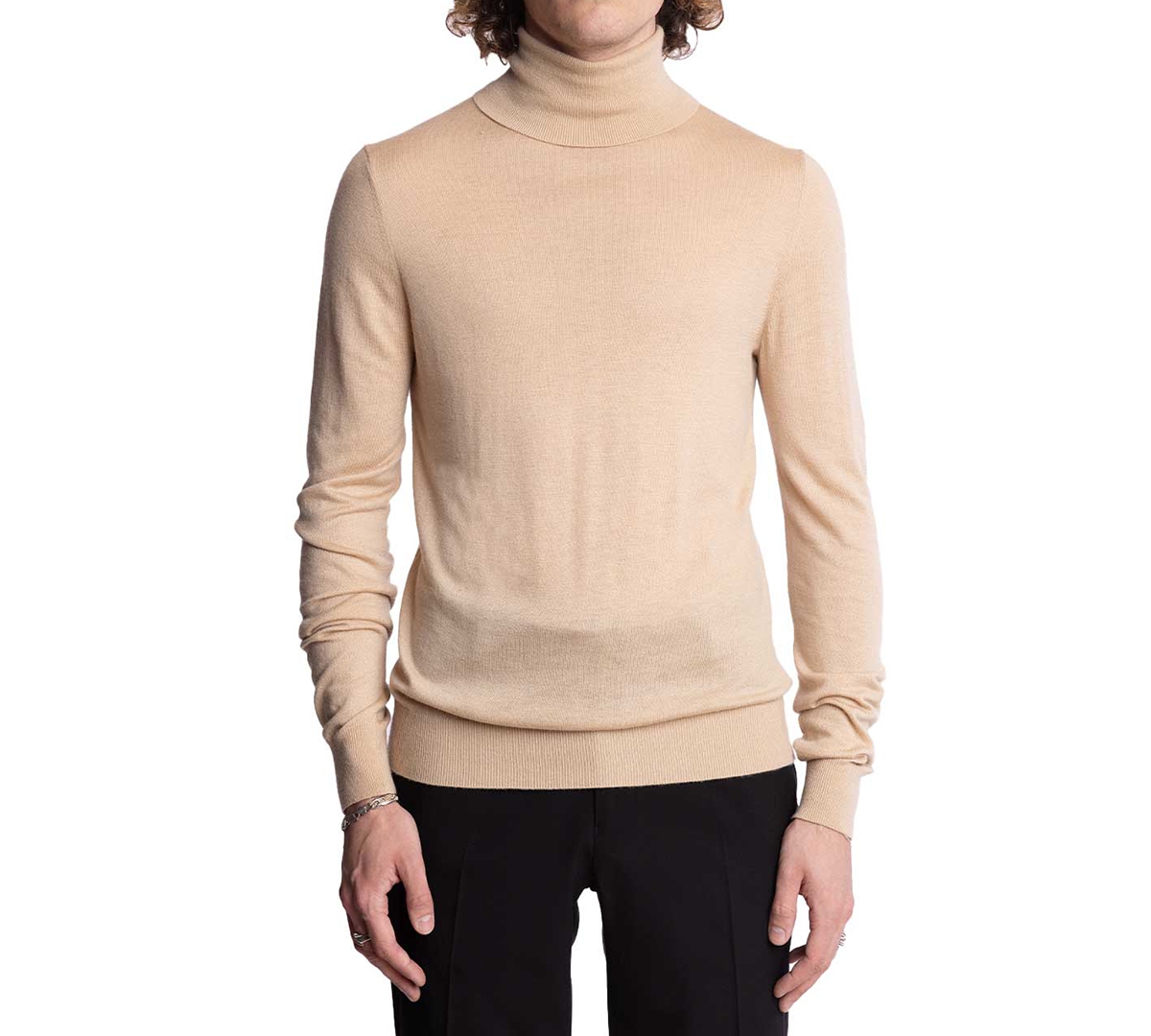 Men's Slim-Fit Fine Gauge Turtleneck Sweater - Almond