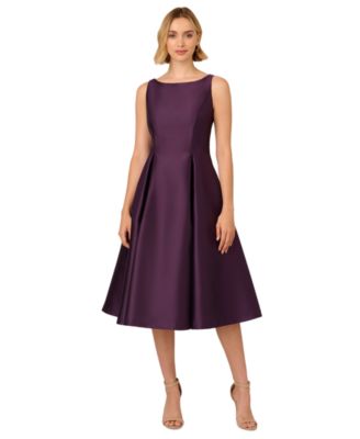Women's Boat-Neck Fit & Flare Midi Dress