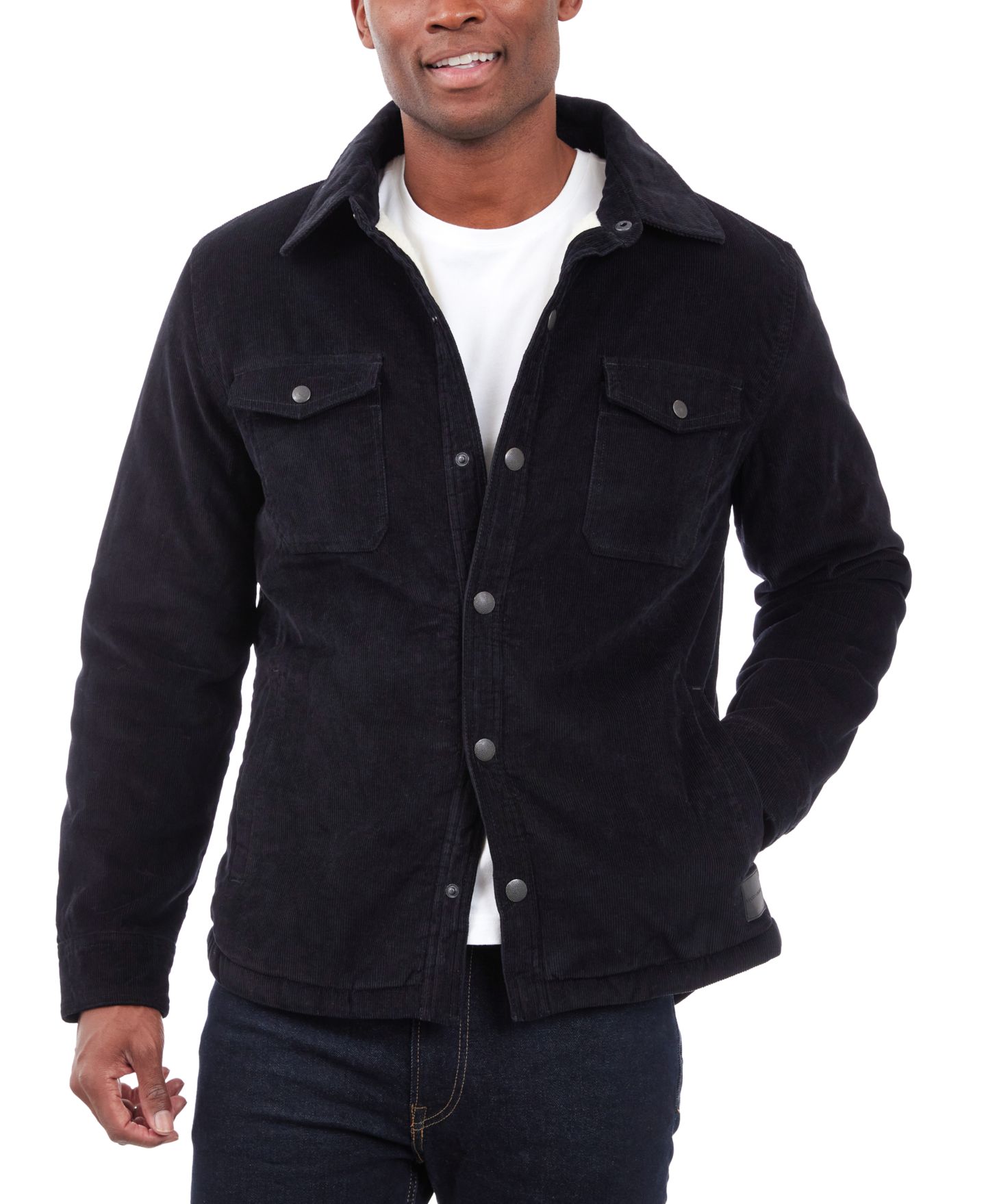Мужская куртка Lucky Brand Corduroy Shirt Jacket, цвет: Чёрный — фото 7
