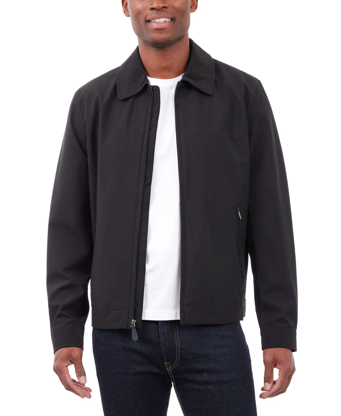 Мужская куртка London Fog Hipster Stretch Water-Resistant Full-Zip, цвет: Чёрный — фото 1