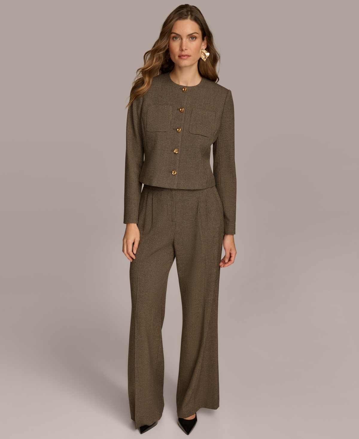 Donna Karan New York Women's Houndstooth Cropped Jacket