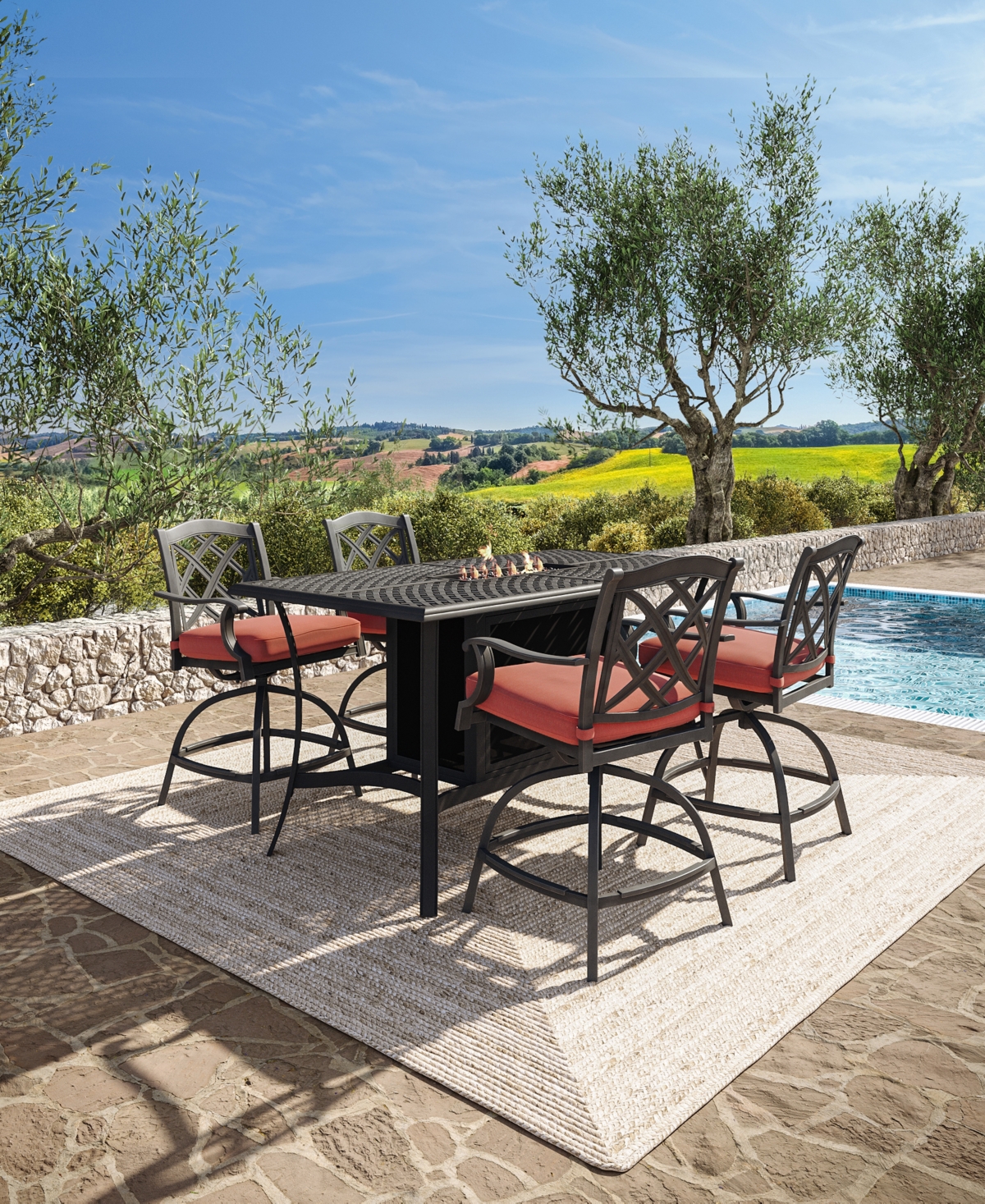 Wythburn 5-pc. Outdoor Bar Height Fire Pit Chat Set, Created for Macys